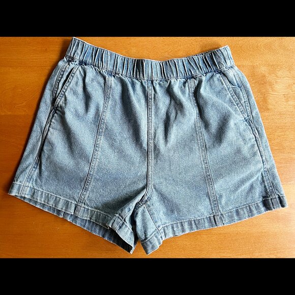 Madewell pull-on denim shorts in Rathmore wash roomy pockets S - Picture 6 of 9